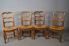Four Carved Rush Seat Dining Chairs