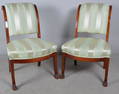 Pair of Scroll Back Upholstered Chairs