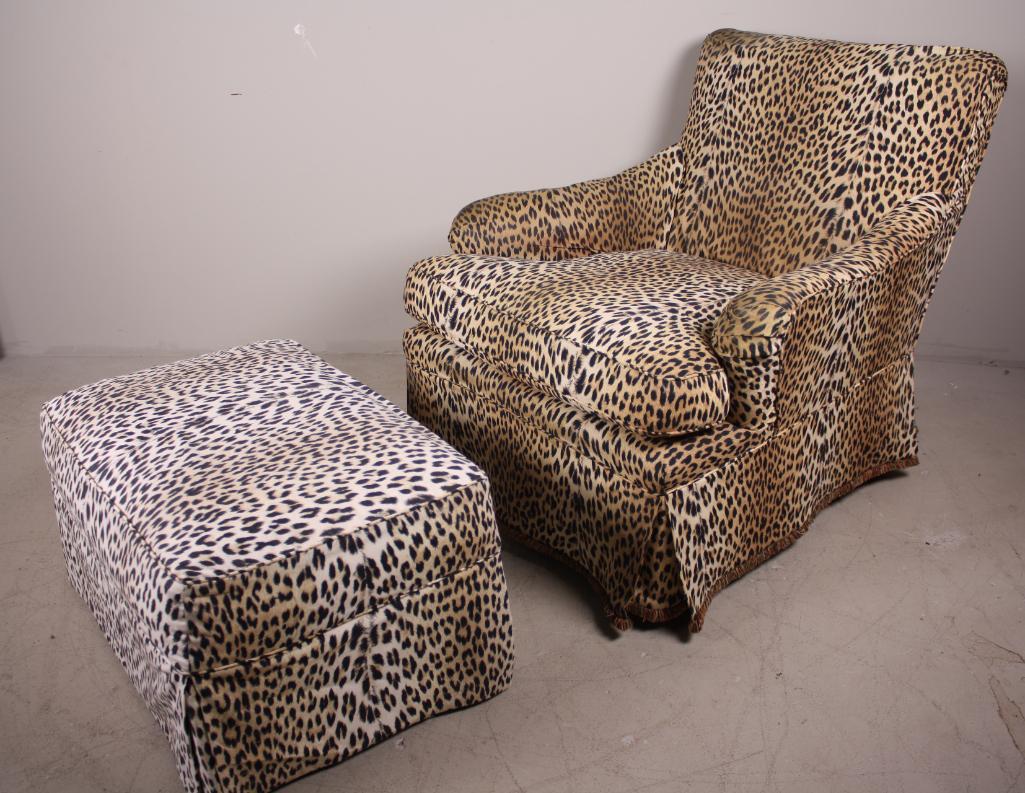Cheetah Upholstered Chair and Ottoman (1 of 9)