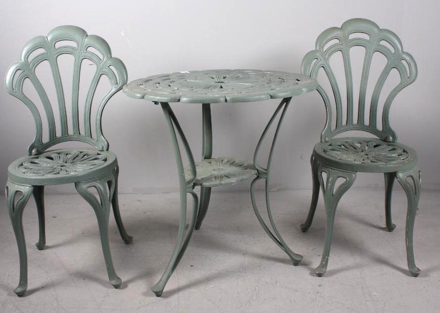 Outdoor Green Painted Cafe Table and Chairs (1 of 5)