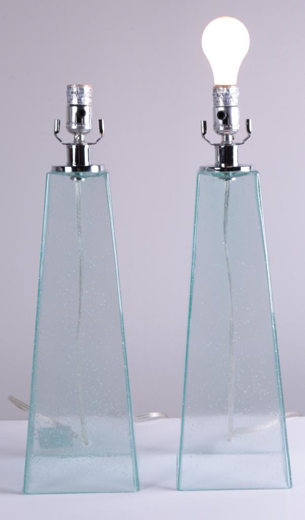 Pair of Cast Glass Table Lamps (1 of 7)