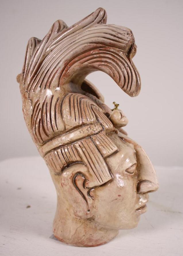 20th Century  Pottery Mayan Head (1 of 4)