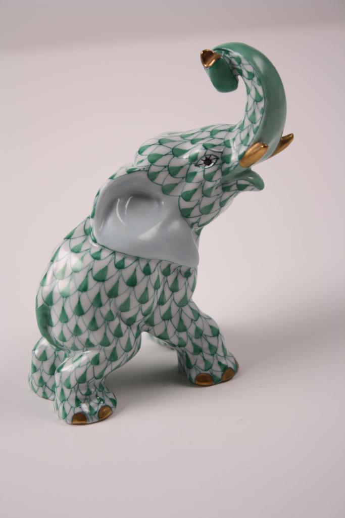 Herend Figurine - Elephant with Curled Trunk (1 of 6)