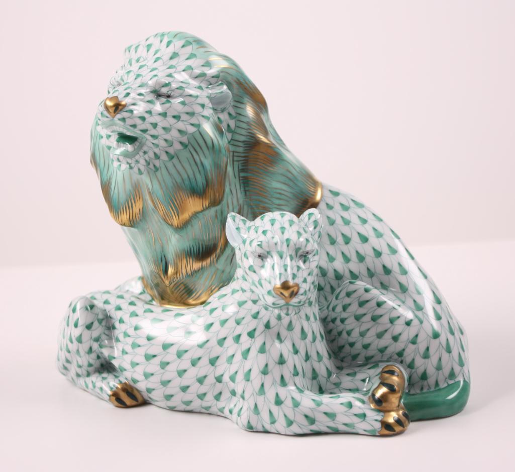 Herend Figurine Pair Of Lions