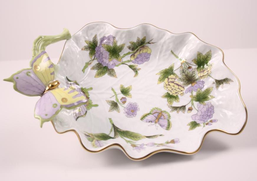 Herend Porcelain - Leaf Dish with Butterfly (1 of 7)