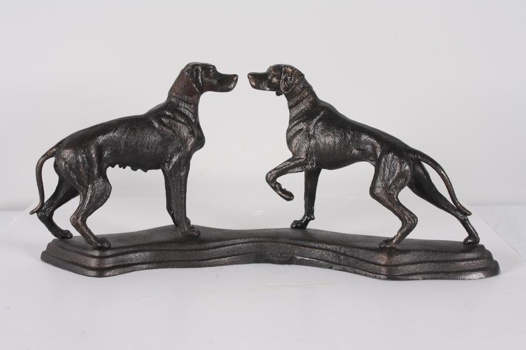 Cast Iron Sculpture of Two Hunting Dogs (1 of 6)