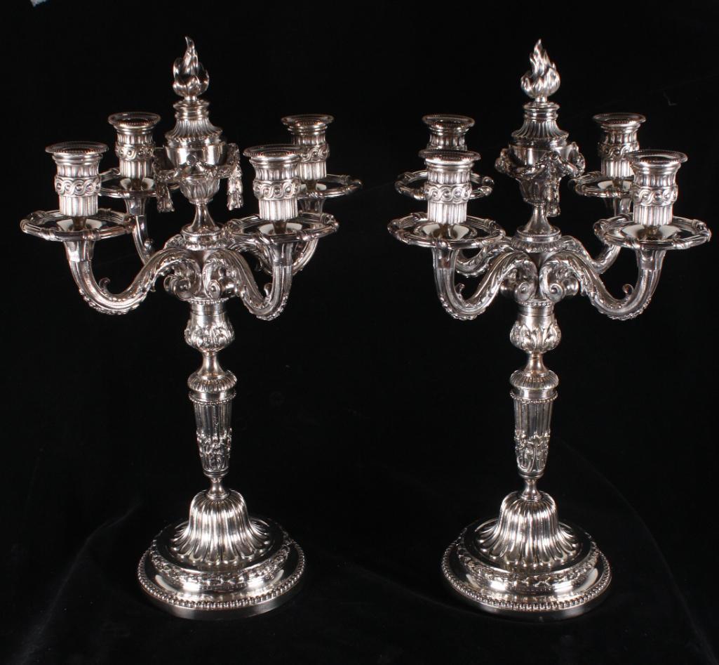 Pair of Silverplate Four Light Candelabra (1 of 7)