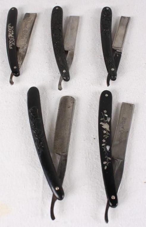 Five Assorted Black Straight Razors (1 of 3)