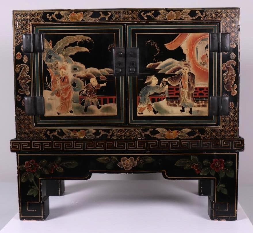Chinoiserie Black Cabinet on Stand (1 of 10)