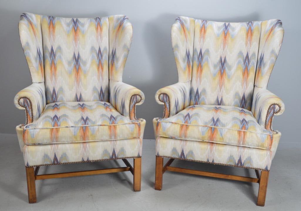 Pair of George III Style Wingback Armchairs (1 of 7)