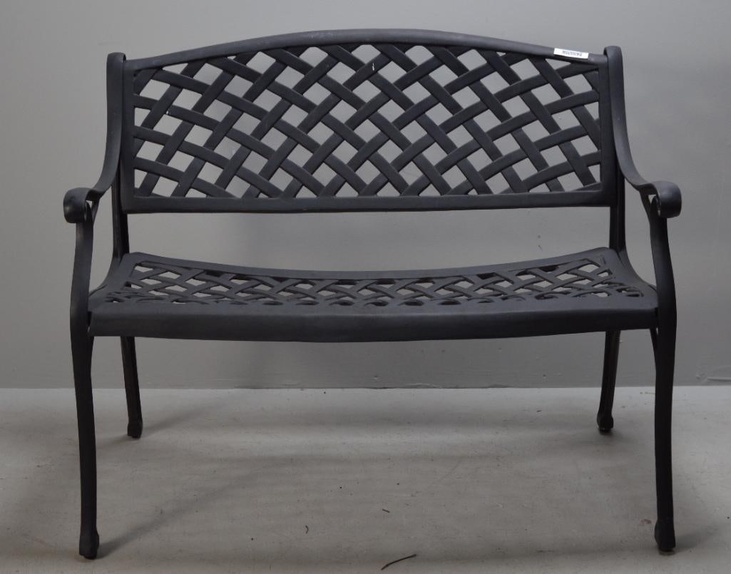 Black Metal Outdoor Bench (1 of 5)