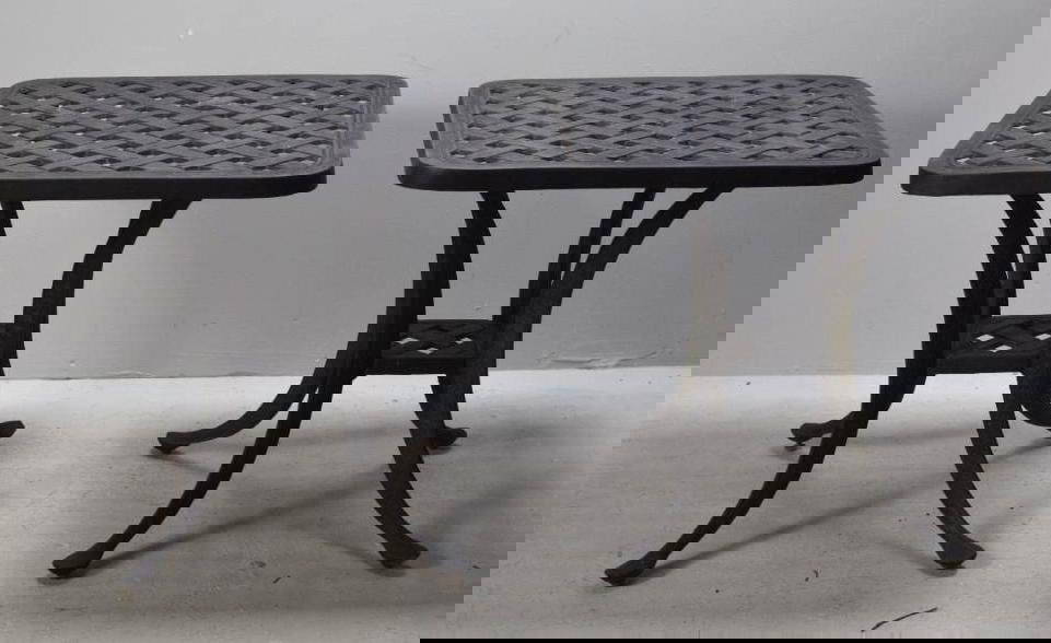 Pair Of Black Metal Outdoor Side Tables Auction