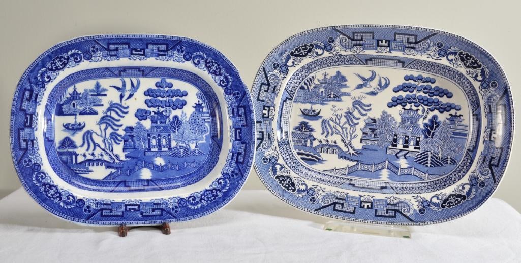 Two Modern Transferware Blue and White Platters (1 of 6)