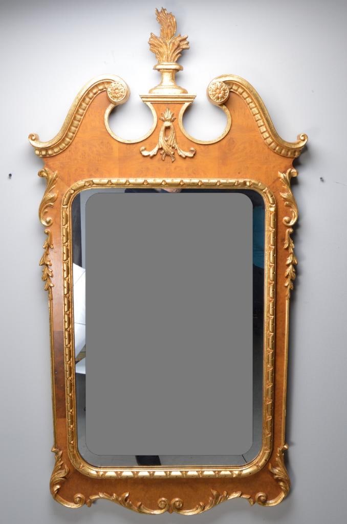 Italian Neoclassical Style Burl Wood and Gilt Mirror (1 of 7)
