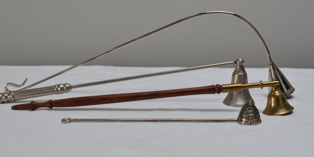 Four Candle Snuffers: Longest is 13.5 in. long NOTE: Wear consistent with age and use