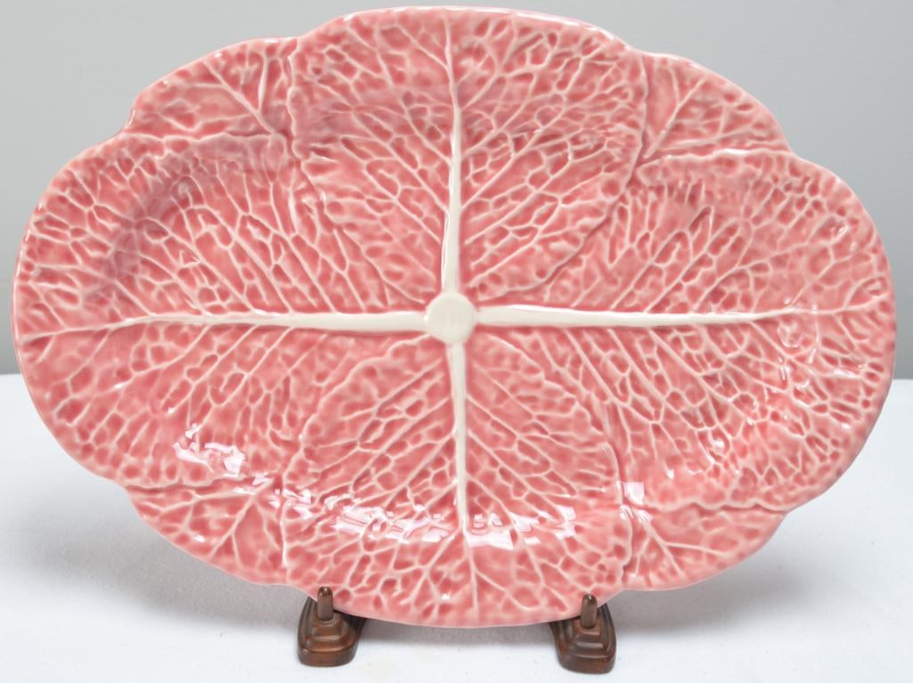 Bordallo Pinheiro Majolica Cabbage Leaf Red Platter (1 of 4)