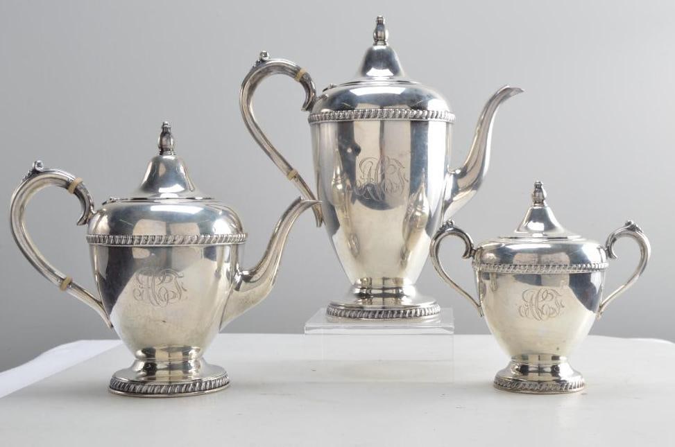 Viking Three Piece Sterling Silver Tea Set (1 of 9)