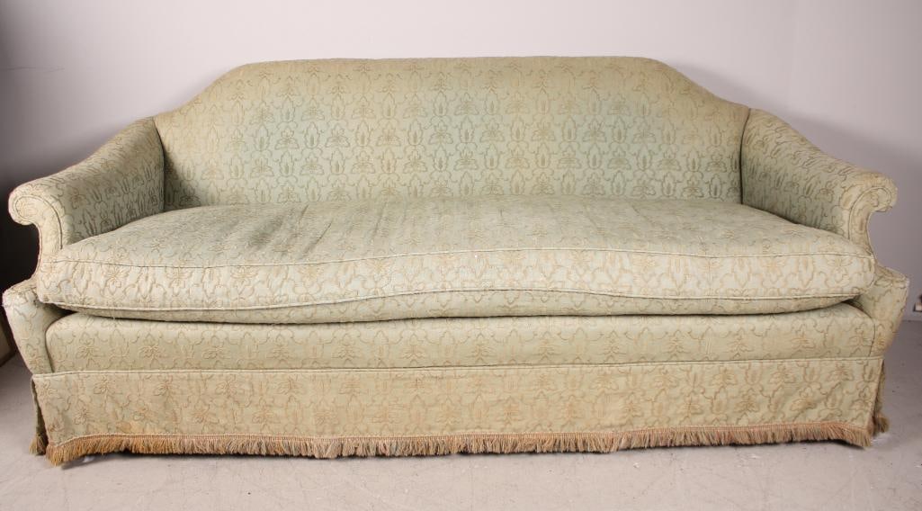 Roll Arm Green Stitch Fabric Sofa (1 of 8)