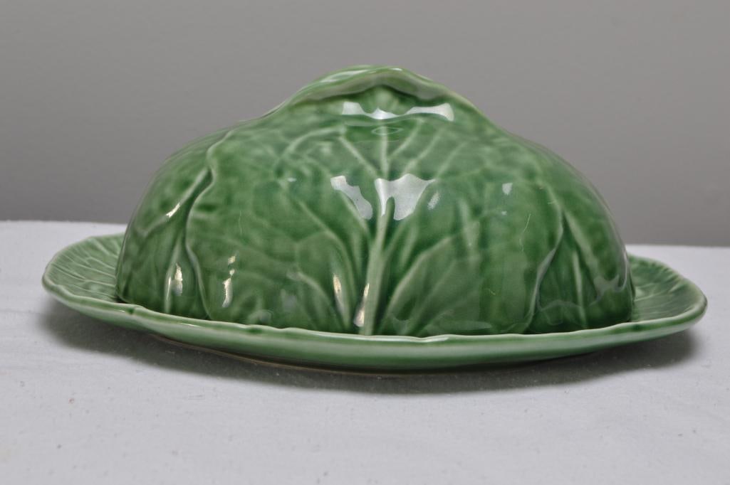 A Bordallo Pinheiro Majolica Cabbage Leaf Green Cheese Dome (1 of 5)