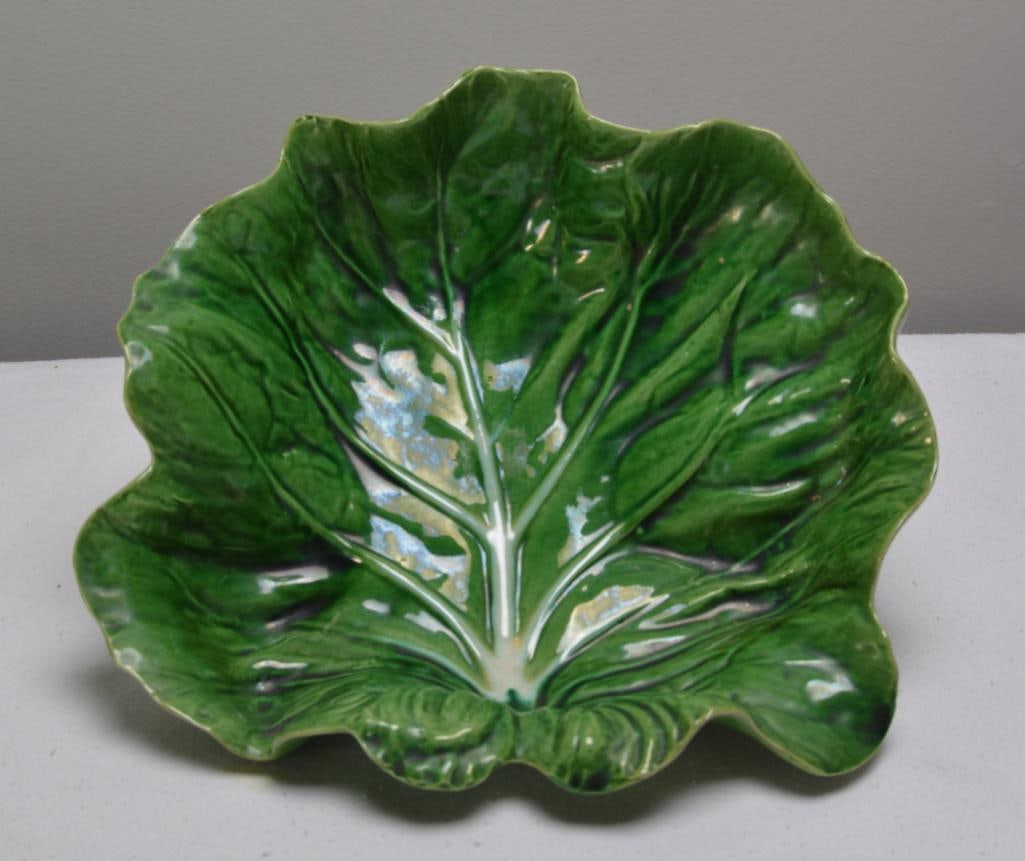 Vintage Bordallo Pinheiro Majolica Cabbage Leaf Green Bowl (1 of 6)