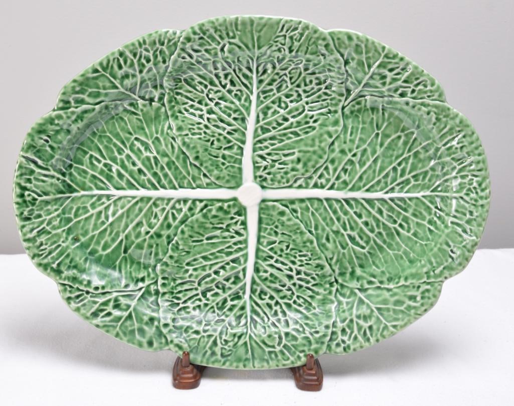 Bordallo Pinheiro Majolica Green Cabbage Leaf Green Platter (1 of 4)