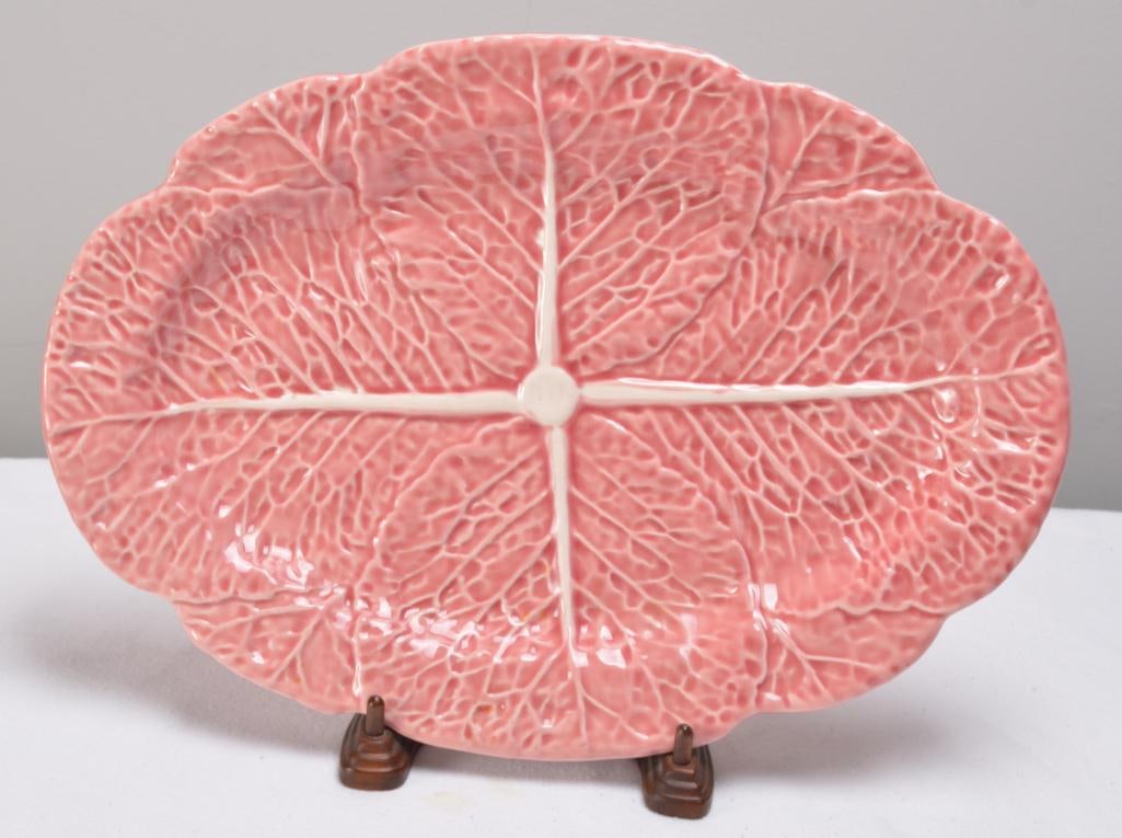 Bordallo Pinheiro Majolica Cabbage Leaf Red Platter (1 of 4)
