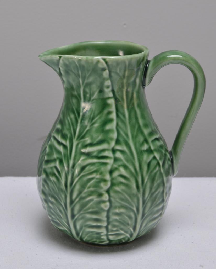 A Bordallo Pinheiro Majolica Cabbage Leaf Green Pitcher (1 of 3)