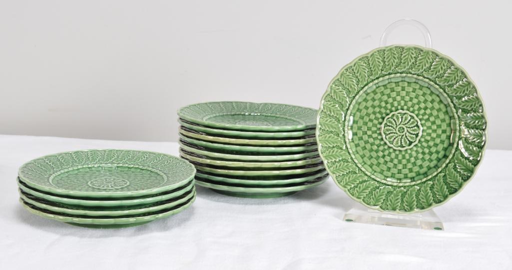 Twelve (12) Portuguese Majolica Basketweave Salad Plates (1 of 4)