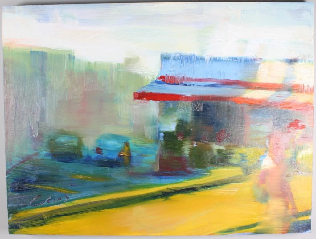 20th Century American School: Untitled (Varanese Restaurant), Exterior of Varanese Restaurant, Louisville KY. Signed "Chin 3" Image: H 30 x W 40 inches Unframed Condition: No apparent flaws