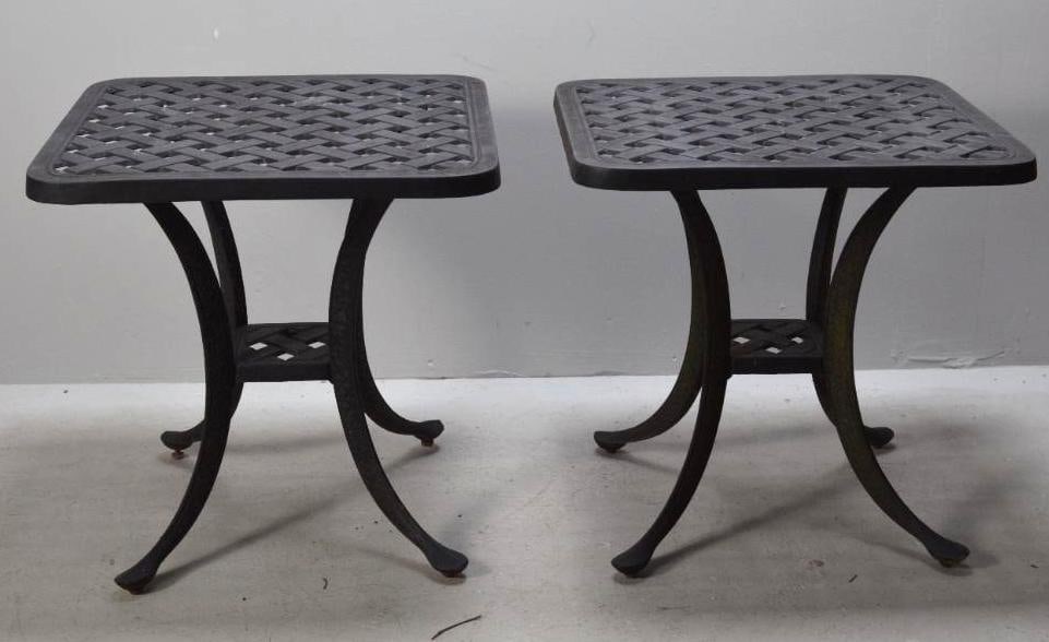 Pair of Black Metal Outdoor Side Tables (1 of 3)
