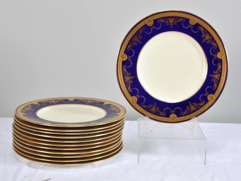 Twelve (12) Minton Cobalt Dinner Plates (PA1344) (1 of 6)