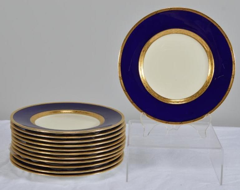 Twelve (12) Minton Cobalt Salad Plates (K101): 12 pieces, all marked underneath. 7.75 in. diameter Dimensions: H x W x D inches NOTE: No evidence of chips or repairs