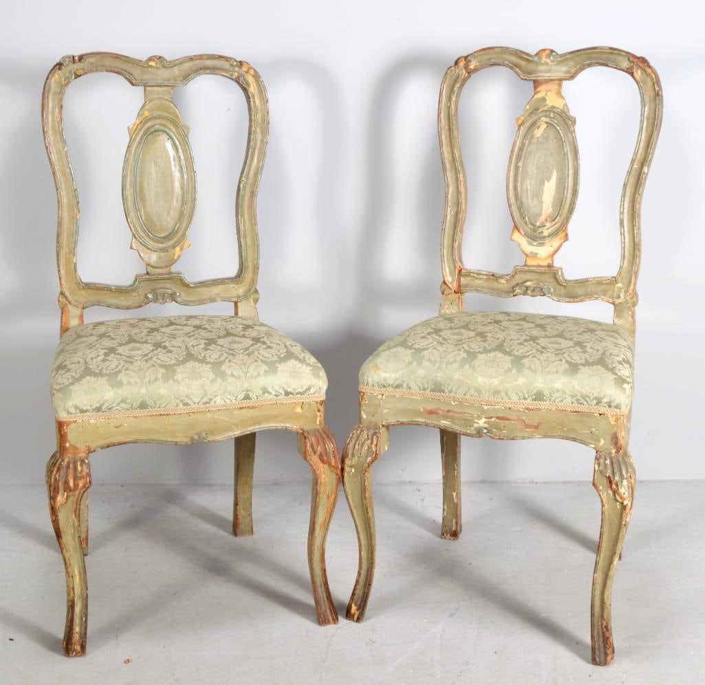 Pair of Italian Neoclassical Painted Side Chairs (1 of 9)