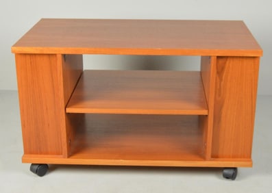 Teak Rolling Side Table