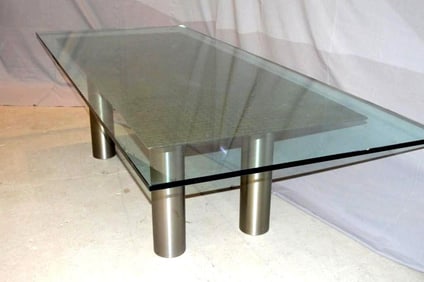 Jeffrey Points Steel and Glass Dining Table