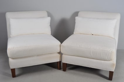 Pair of White Upholstered Side Chairs