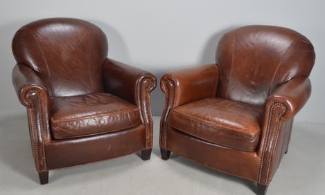 Pair of Leather Club Chairs
