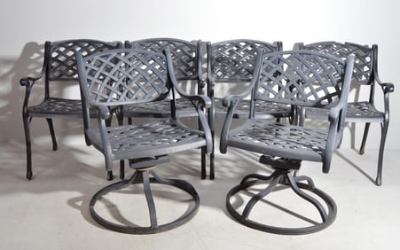 Six (6) Black Metal Outdoor Chairs