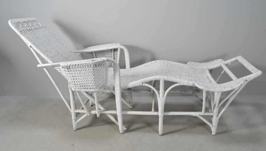 Antique Wicker Armed Chaise Lounge (1 of 9)