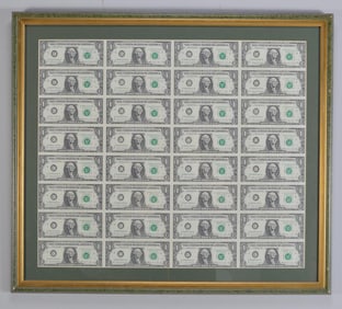 Uncirculated Sheet of 1988 $1 Bills