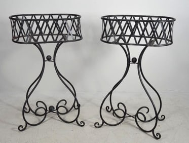 Pair of Wrought Iron Jardinieres