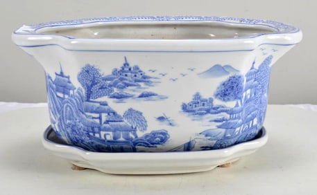 Modern Blue and White Planter