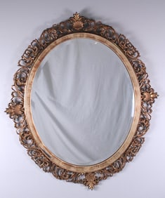 Giltwood Oval Reticulated Mirror