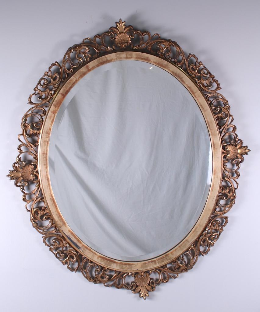 Giltwood Oval Reticulated Mirror (1 of 7)