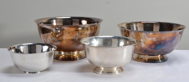 Four Silverplate Revere Bowls