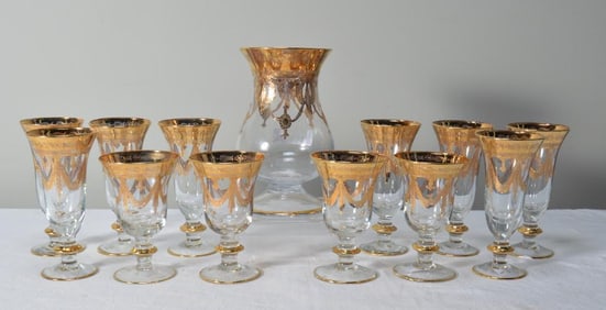 Thirteen (13) Interglass Crystal Vessels