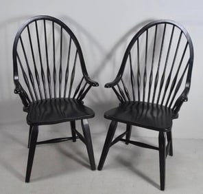 Pair of Black Painted Windsor Chairs