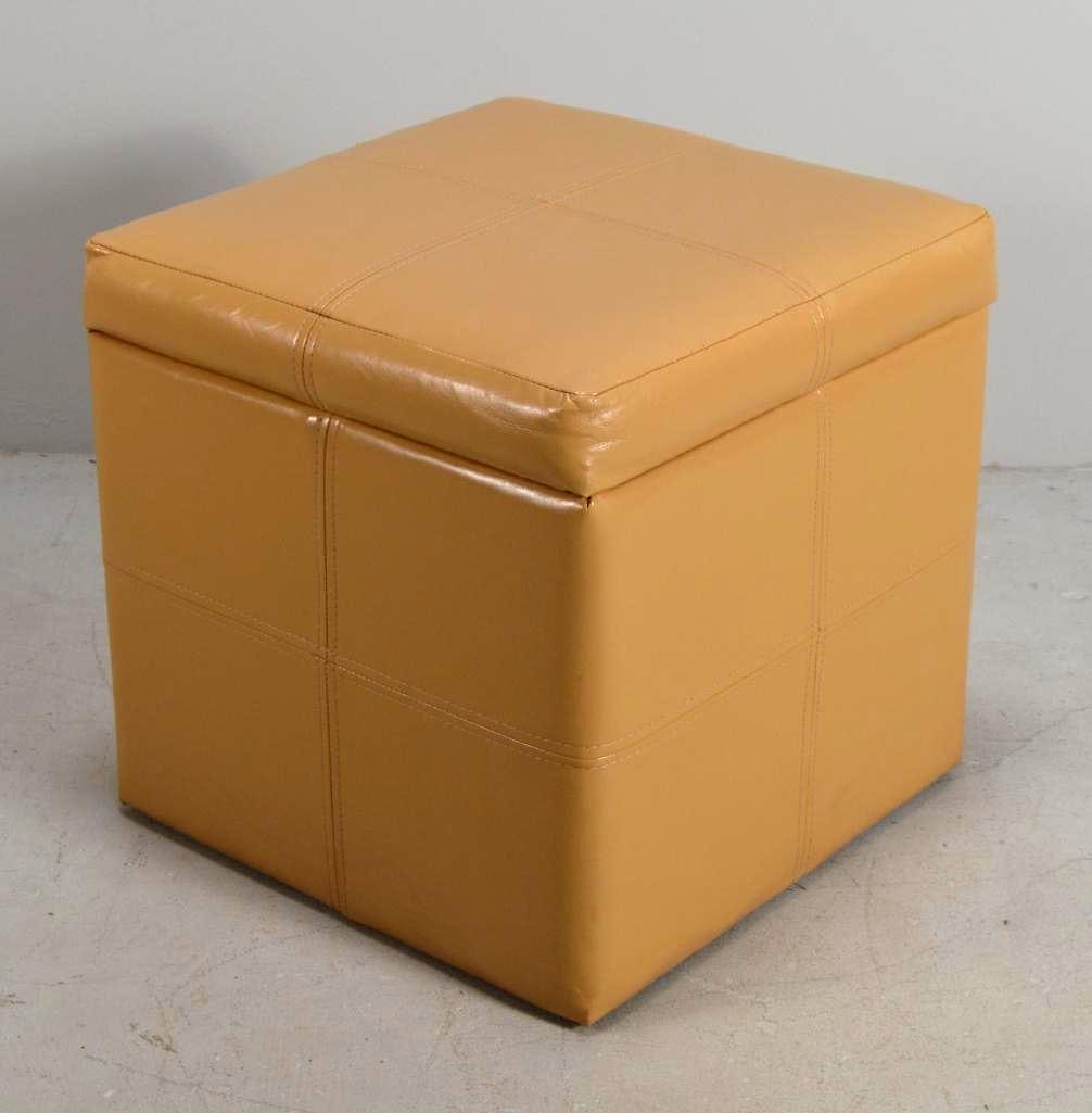 Brown Leather Storage Cube (1 of 3)
