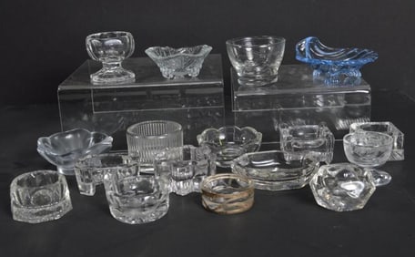 Collection of Green Cut Glass Salts