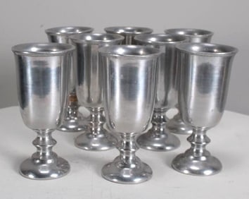 Set of Eight Pewter Goblets